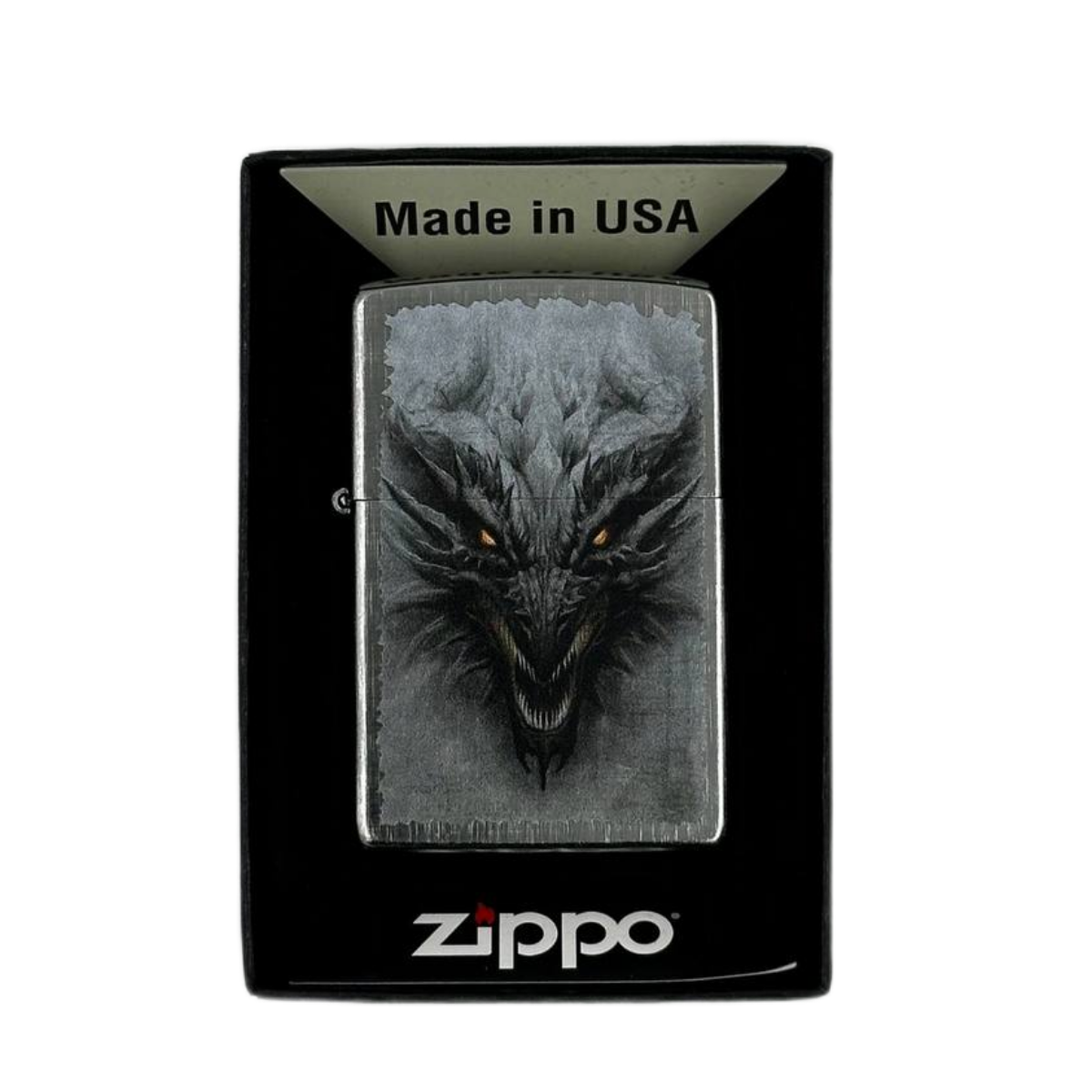ZIPPO/48732 Dragon Design покр.Linen Weave, лат/сталь, серебро