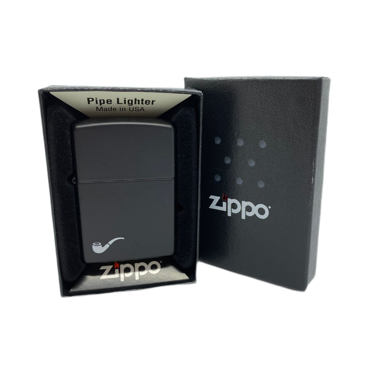 ZIPPO труб/218PL Pipe с покр. Black Matte, латунь/сталь, чёрная, матовая, 36x12x56 мм