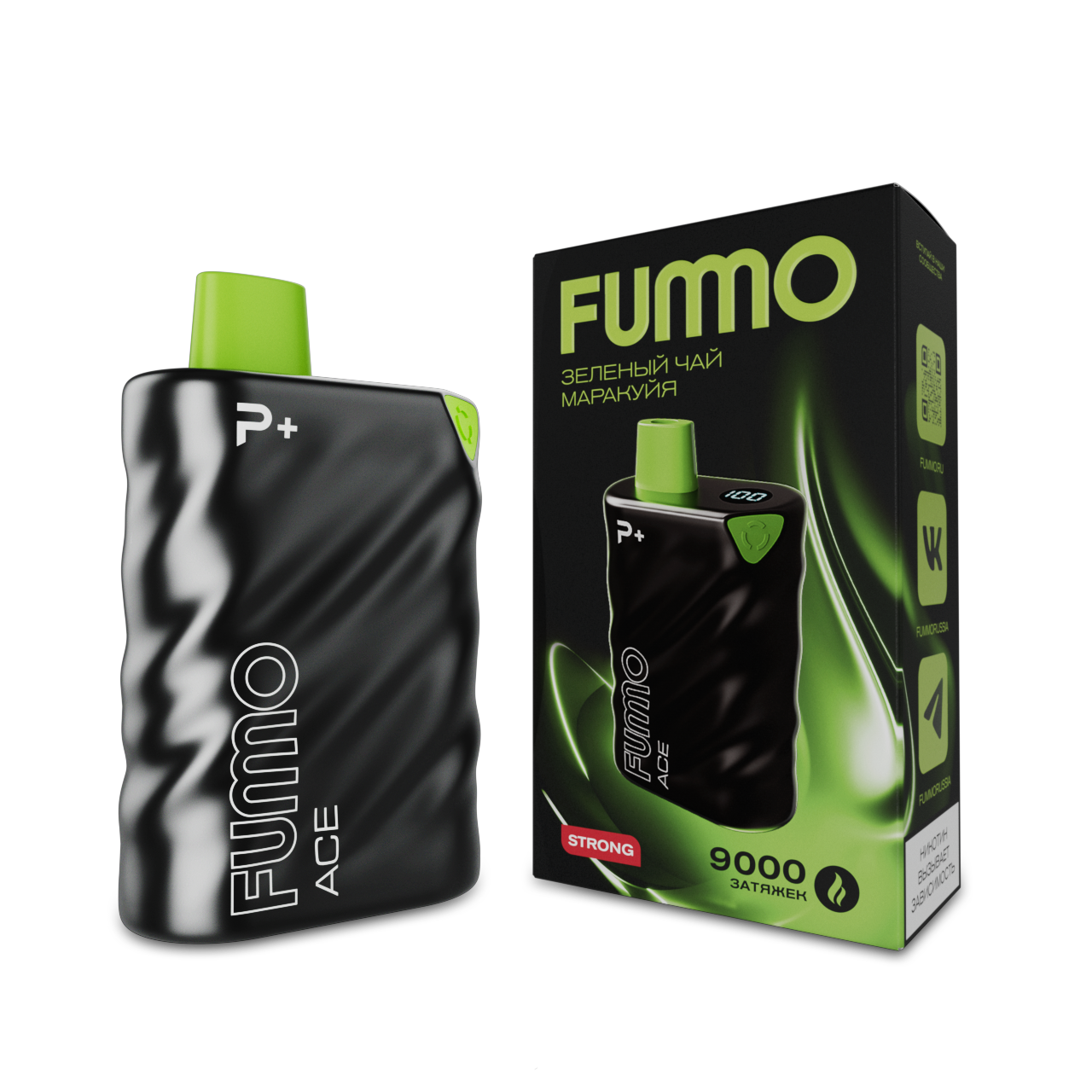 FUMMO ACE 9000 Зеленый чай маракуйя 2%