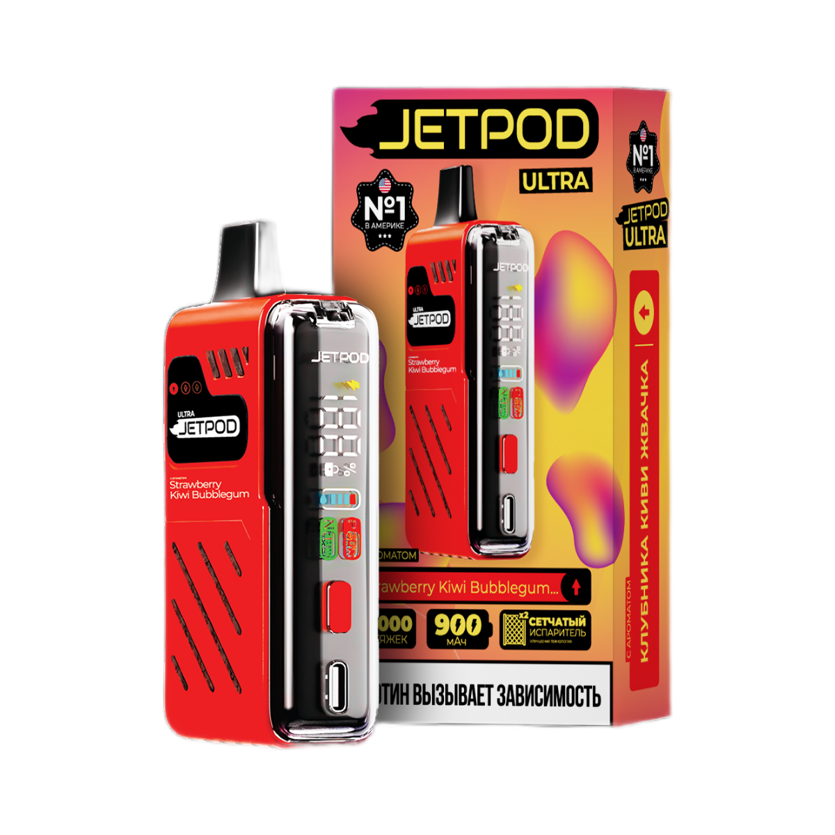 JETPOD ULTRA 14000 Жвачка клубника киви 2%