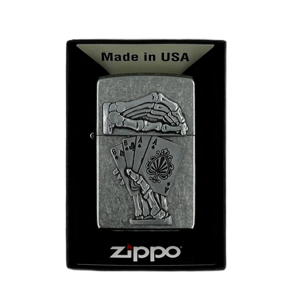 ZIPPO/49536 Dead Mans Hand покр.Street Chrome, лат/сталь, серебро