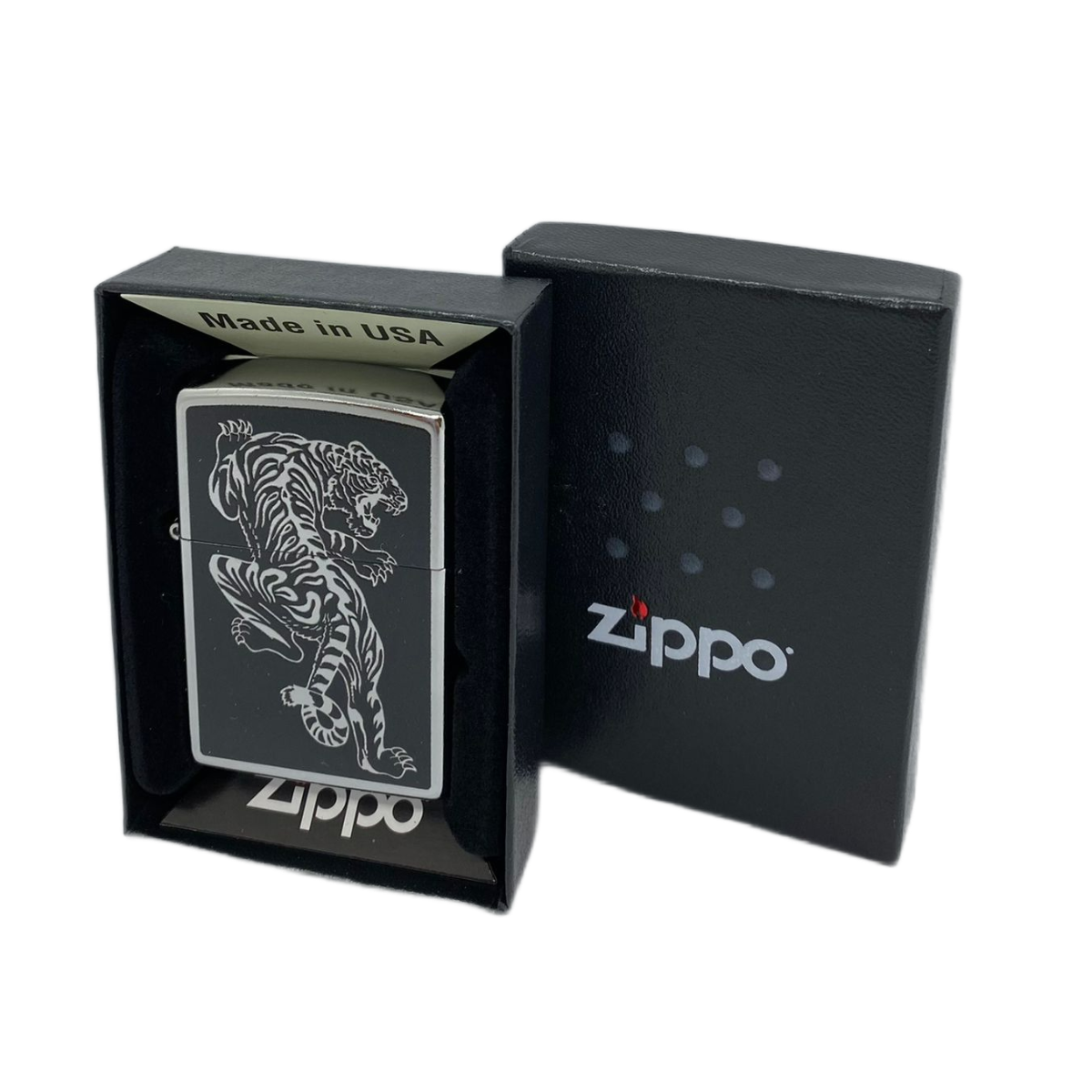 ZIPPO/207 Tigre с покр. Brushed Chrome, лат/сталь, серебр., мат., 38x13x57 мм