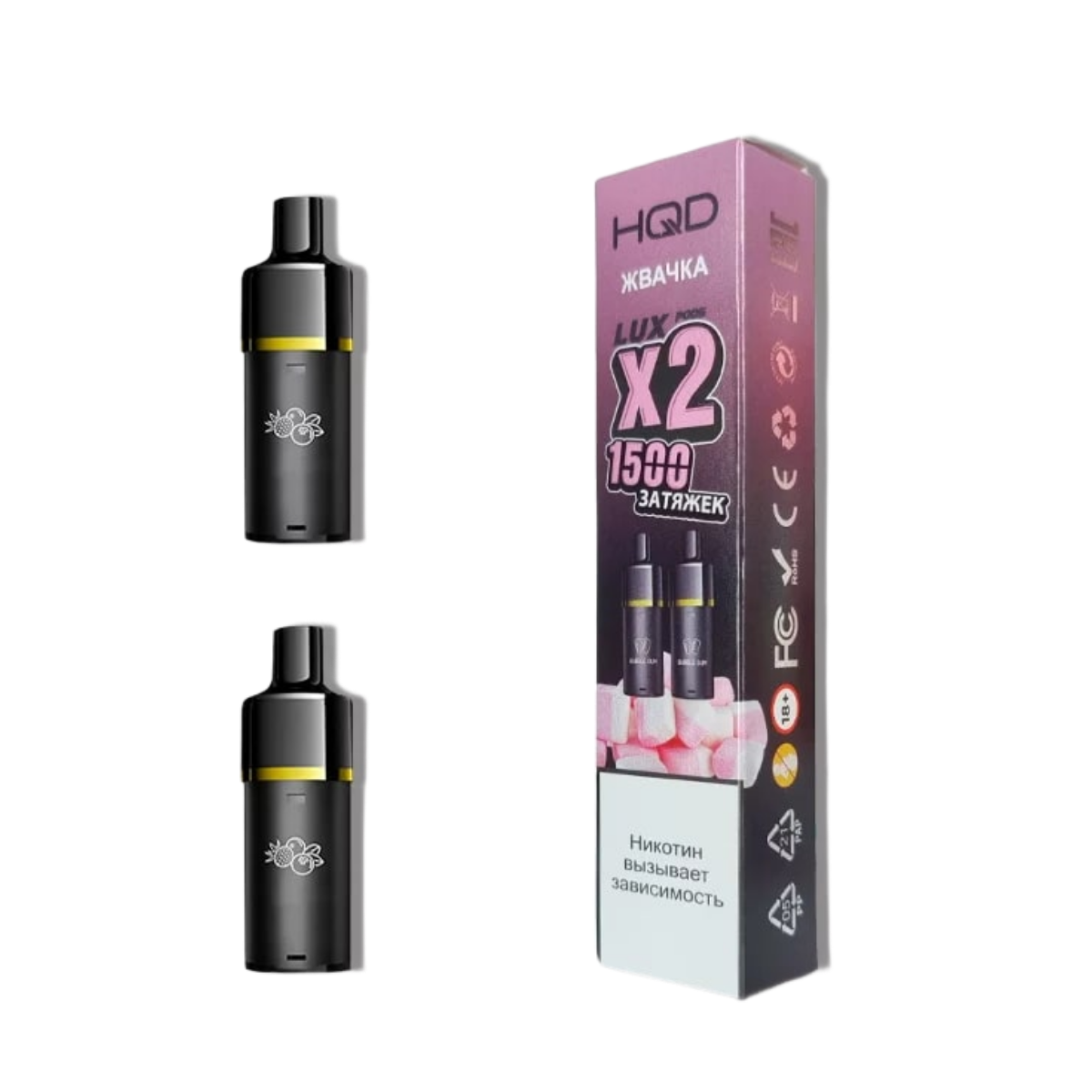 HQD LUX POD Картридж Жвачка 2% (уп. 2 шт)