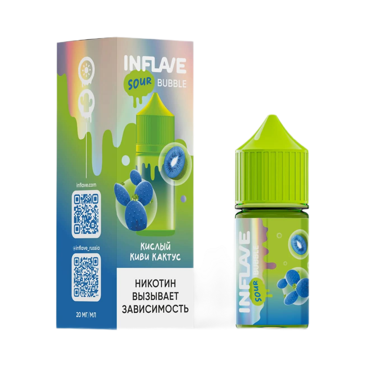 INFLAVE BUBBLE Кислый киви кактус 30мl. 2%
