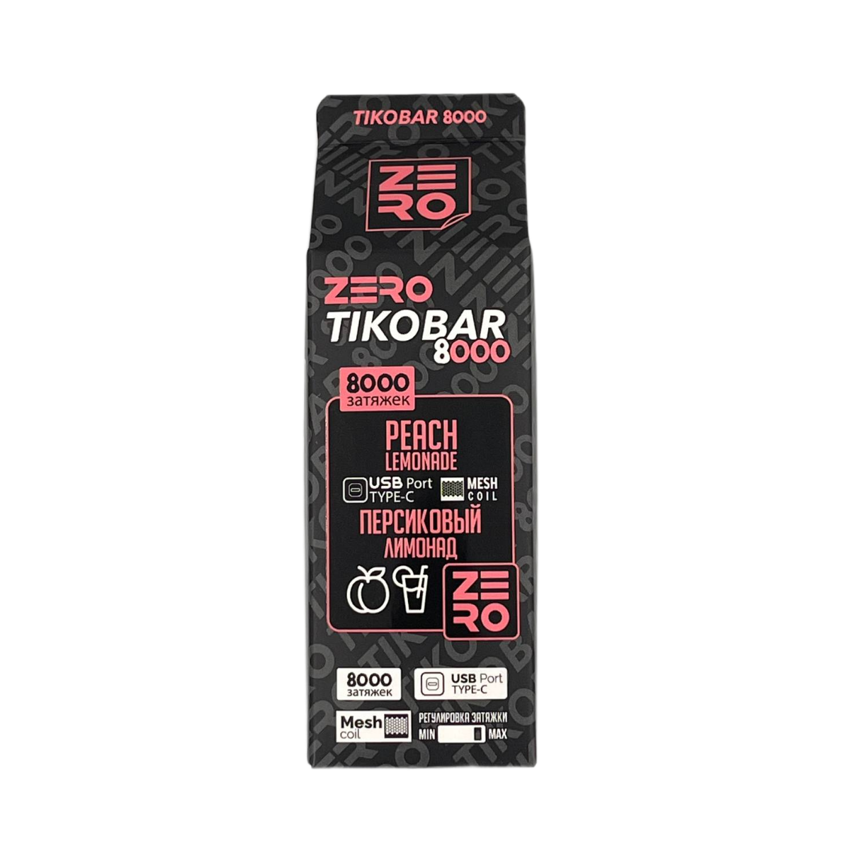 TIKOBAR ZERO Б/Н 8000 Персиковый лимонад 0%