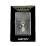 ZIPPO/48581 Cross Design покр.Satin Chrome, лат/сталь, серебр.,