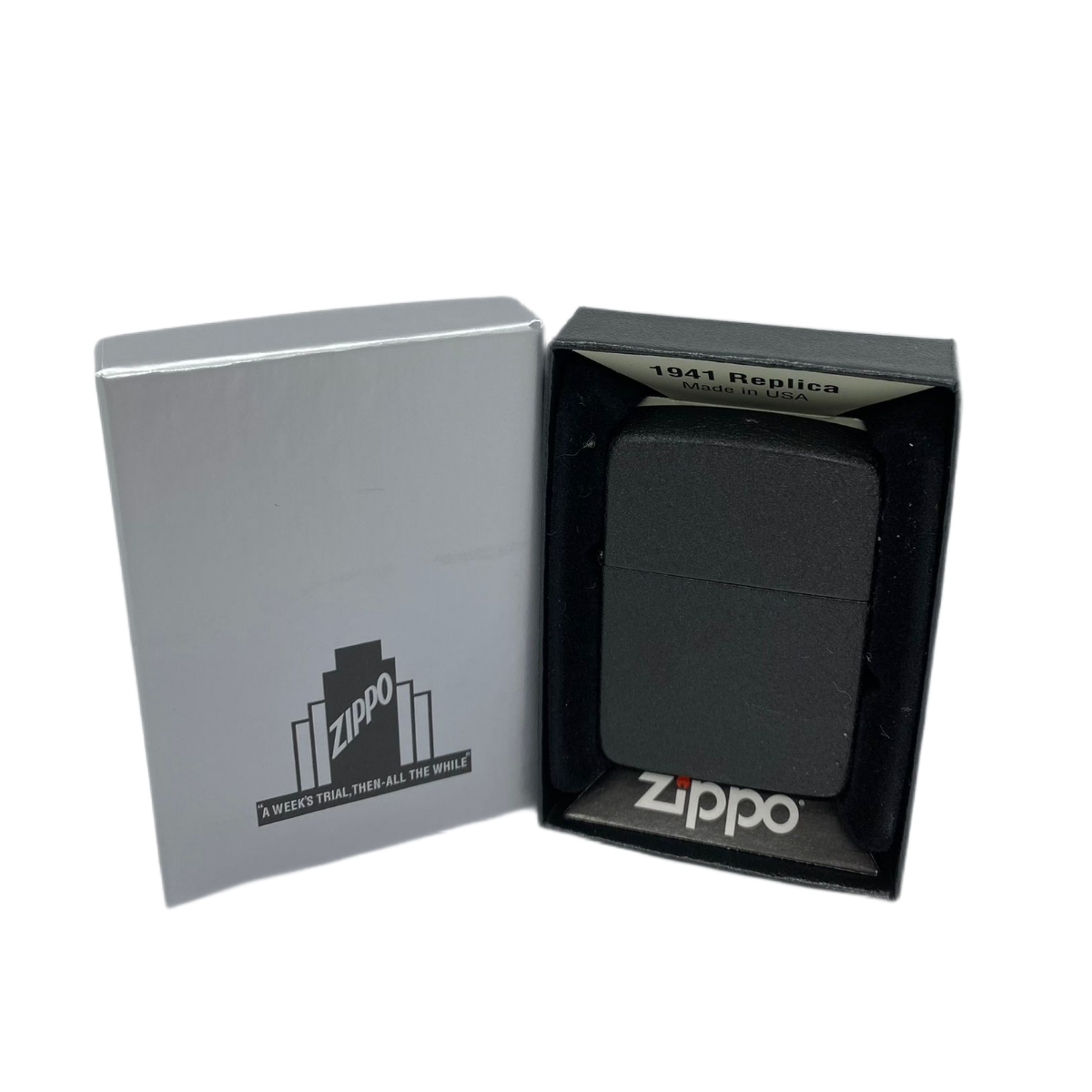 ZIPPO/28582 Replica 1941 покр.Black Crackle лат,черн,мат.