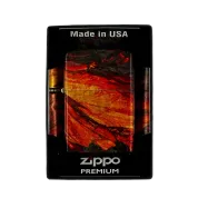ZIPPO/48622 Lava Flow покр.540 Tumbled Brass, лат/сталь, оранжевая