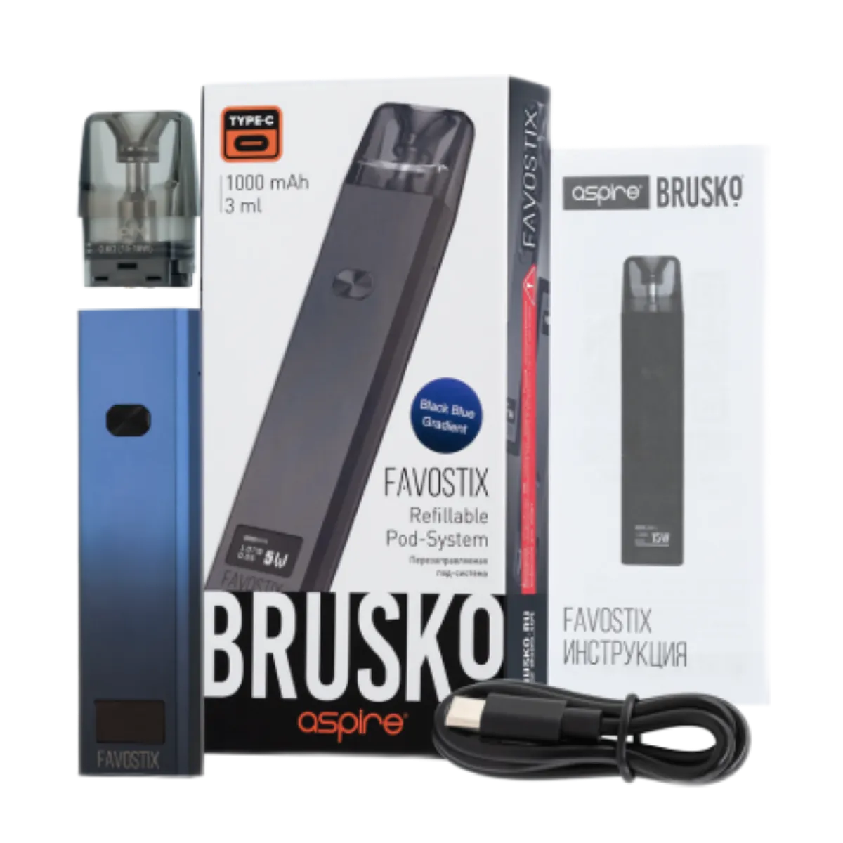 BRUSKO FAVOSTIX 1000mAh Черный