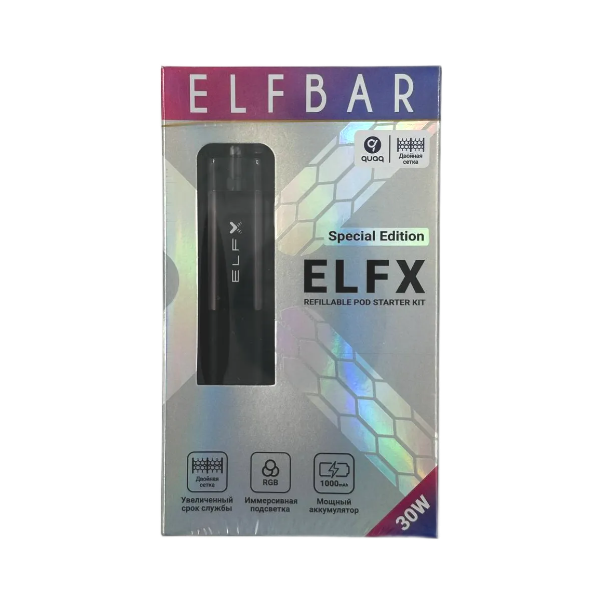 ELFBAR ELFX KIT SE Черный + 2 картр. по 3мл (0,6 Ом и 0,8 Ом)